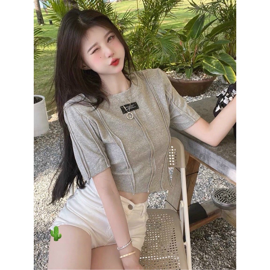 Áo crotop tà xéo logo chất thun gân dày đẹp PC