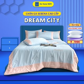 Set chăn ga gối 5 món SERENA cao cấp Bộ set chăn ga drap grap phủ trải giường gối nệm đệm 5 món lụa thái mùa hè cao cấp