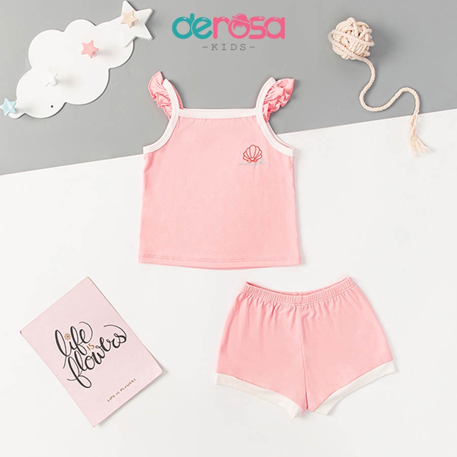 Bộ quần áo hai dây bé gái DEROSA KIDS đồ bộ mùa hè cho bé từ 6 đến 24 tháng ASBB451B - 451TB