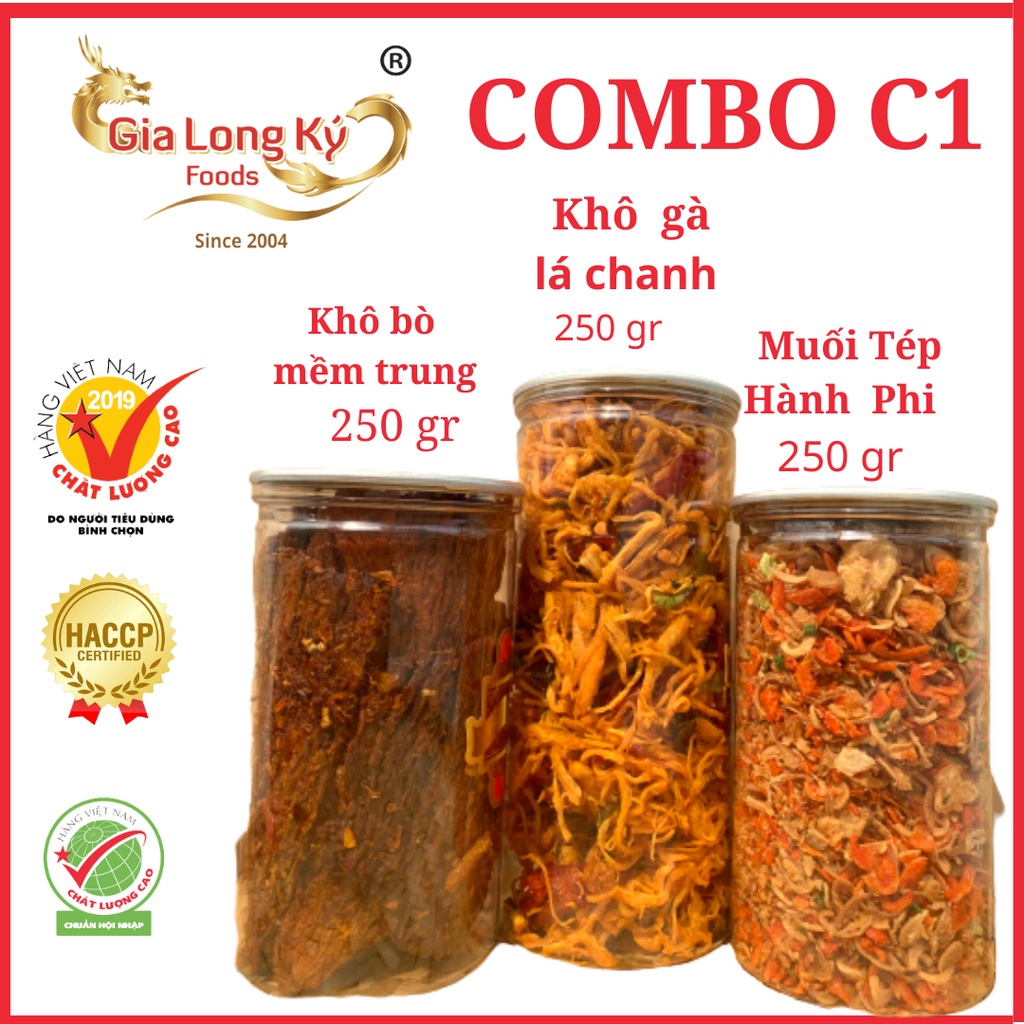 COMBO C1 _[Khô Bò+ Khô Gà + Muối Tép Hành Phi]_GIA LONG KÝ