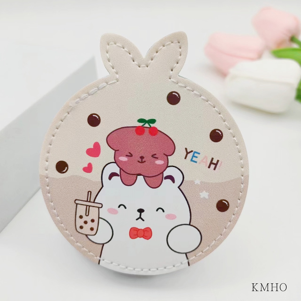 KMHO Gương trang điểm Nhật Bản và Hàn Quốc quà tặng sáng tạo dễ thương gương nhỏ xách tay gấp đôi gương trang điểm có thể phóng to gương