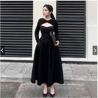 Đầm thiết kế, Váy tiểu thư khoét ngực tay dài siêu hot ( HÀNG CAO CẤP )