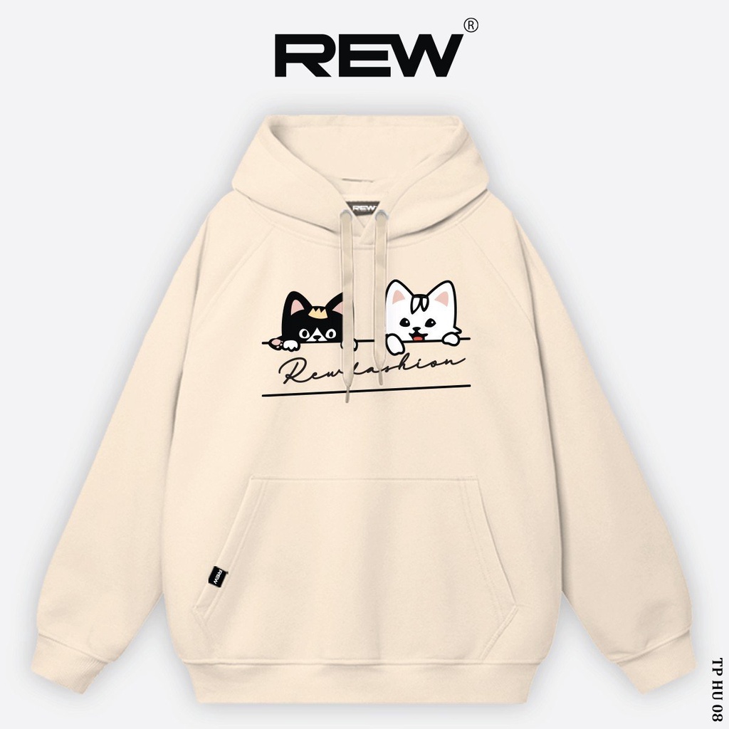 Áo hoodie REW local brand form rộng Unisex dành cho cả nam và nữ mẫu REW MÈO HD08