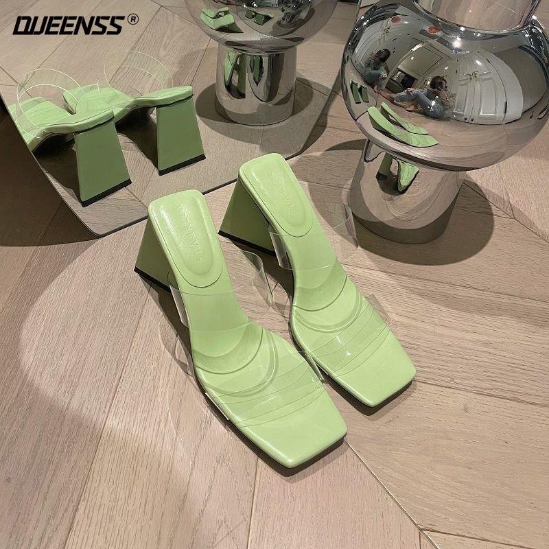 Giày Cao Gót Sandal Quai Trong Suốt Thời Trang Mùa Hè 2023 Dành Cho Nữ