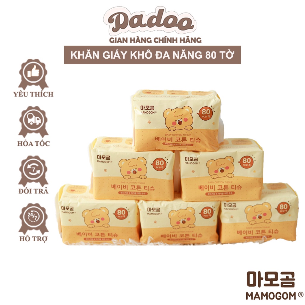 Khăn Vải Giấy Khô Cao Cấp MAMOGOM TOBE HÀN QUỐC 100% Sợi GIấy Organic Cotton Mềm Mịn Không Cồn An Toàn Cho Da Không Mùi