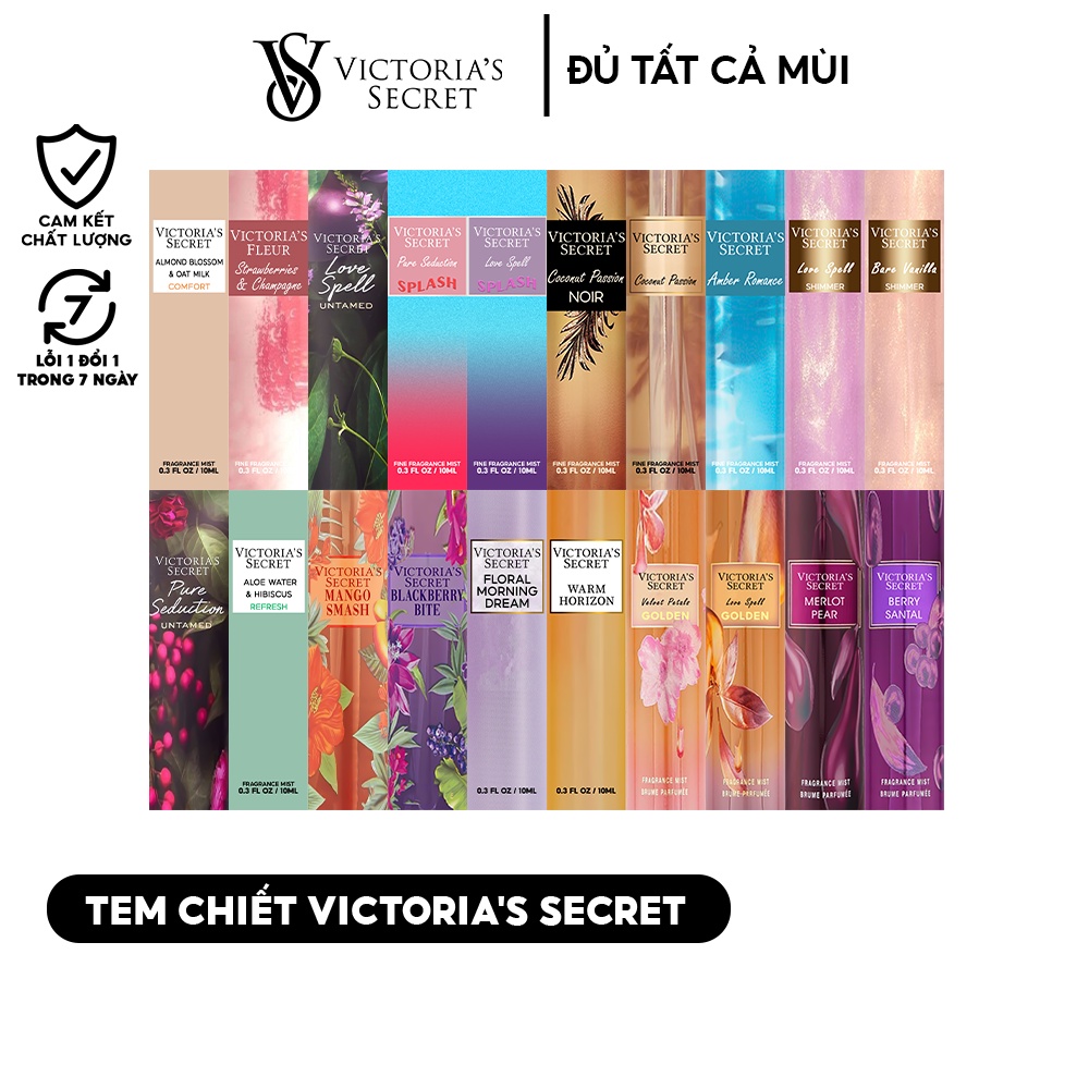 30 Tem nhãn dán Body Mist Victoria's Secretchiết 10ml đã cắt sẵn tất cả các mùi hot - Kích thước 20mm x 80mm