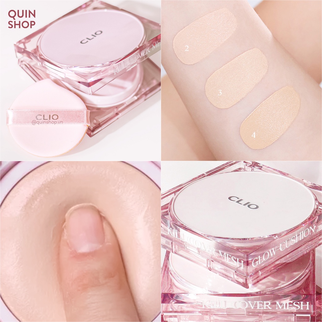 Phấn Nước Che Khuyết Điểm, Căng Bóng Clio Kill Cover The New Founwear, Mesh, High Glow Cushion SPF 50+ PA++++