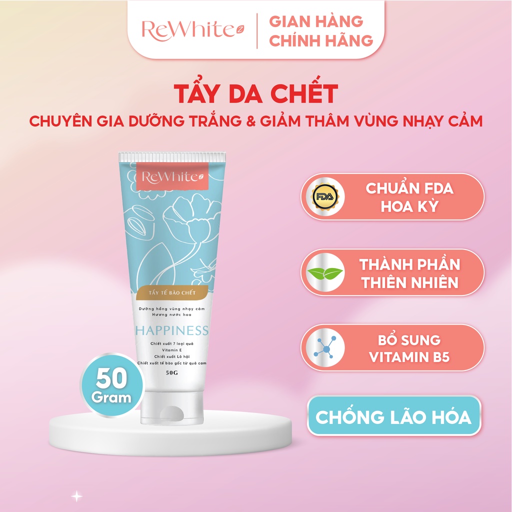 Gel Tẩy Tế Bào Chết Giảm Thâm Nách, Mông Và Bikini Rewhitez Happiness Hương Nước Hoa Ngọt Ngào (Tuýp Xanh) 50g