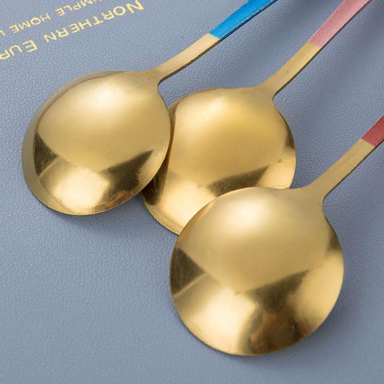 Thìa inox pha cà phê mạ vàng cao cấp sang chảnh Muỗng pha trà dễ thương cán dài