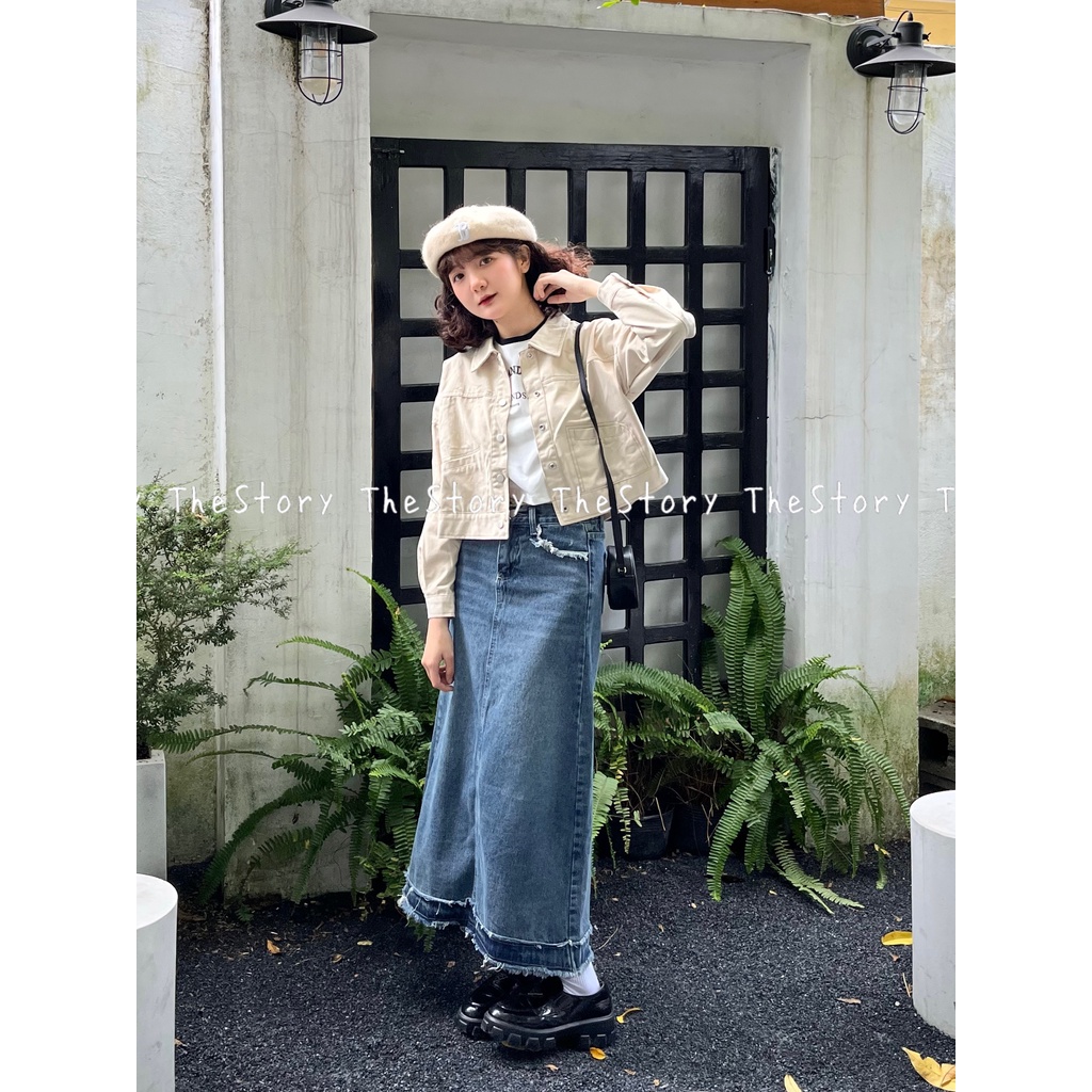 Chân váy jean tua rua  CV342