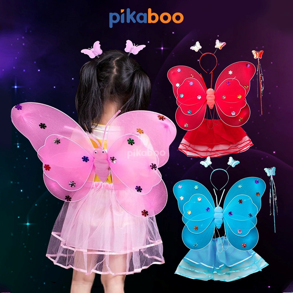 Đồ chơi Cánh tiên cao cấp Pikaboo mỗi bộ gồm 4 món đồ xinh xắn với màu sắc rực rỡ chất liệu an toàn cho bé gái