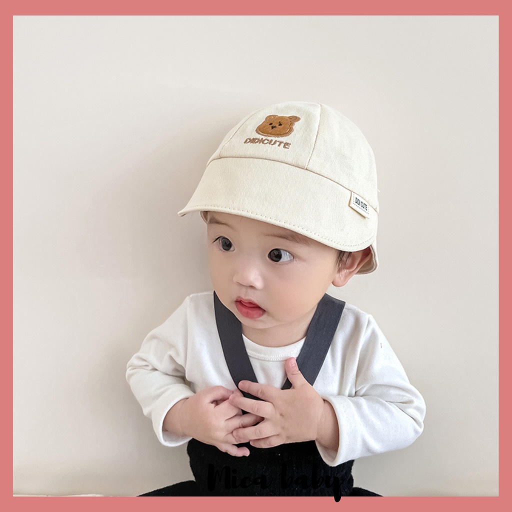 Mũ bucket trẻ em đính gấu phòng cách Hàn Quốc thời trang đáng yêu cho bé MH227 Mica baby