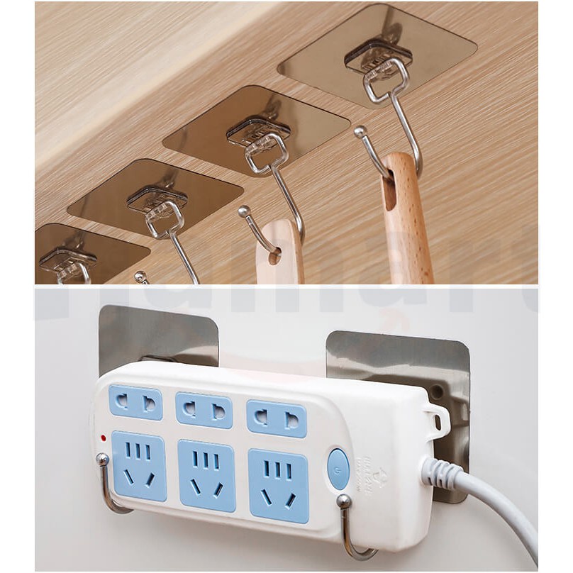 Combo 10 Móc Dán Tường Siêu Dính Móc Inox 304, Móc Dán Nhà Tắm Siêu Chịu Lực (AD03)