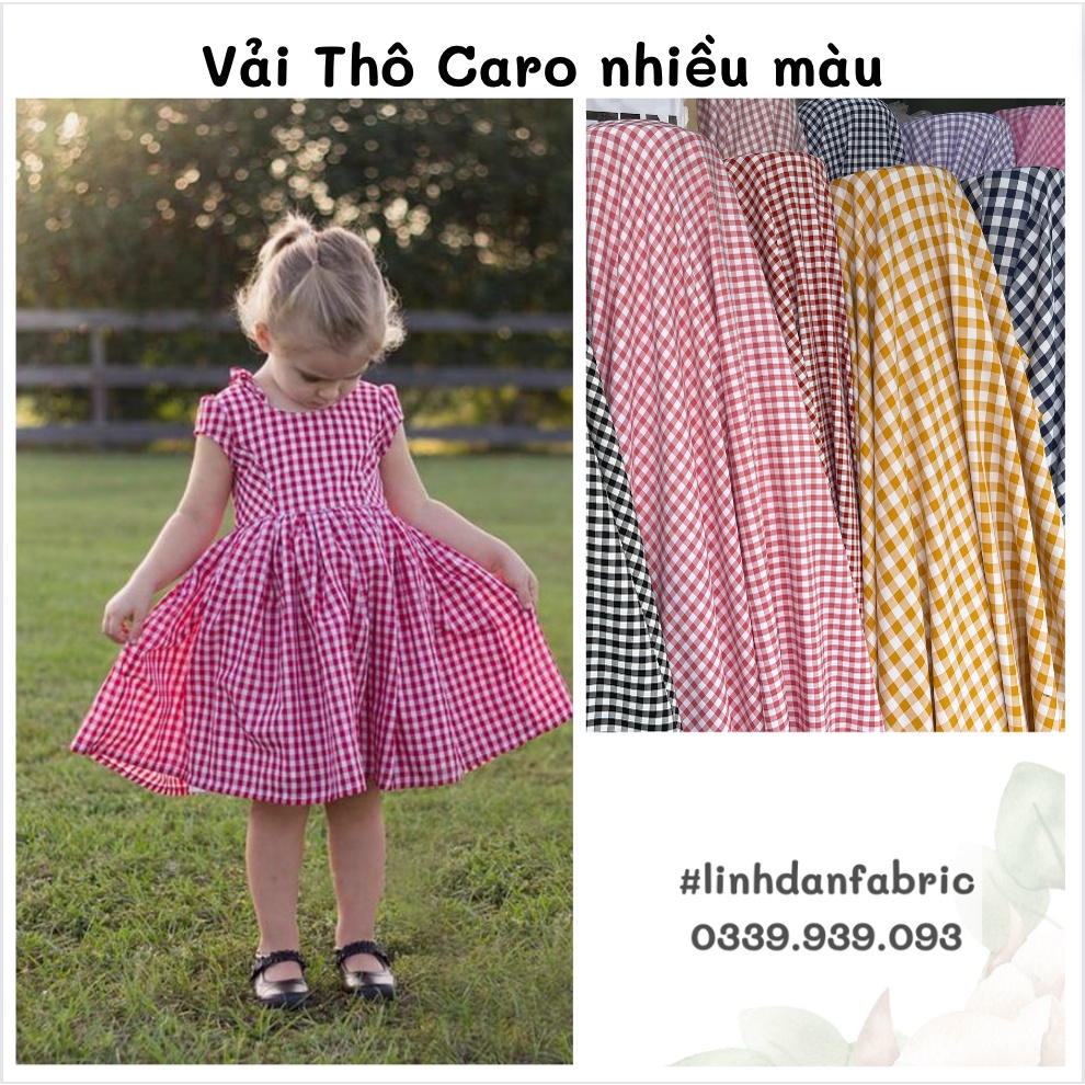 Vải 100% Sợi Tự Nhiên Họa Tiết Caro Màu Xanh Đen Dễ May Dễ Phối, May Đầm Váy, Vỏ Gối,.Êm Ái và Hút Mồ Hôi