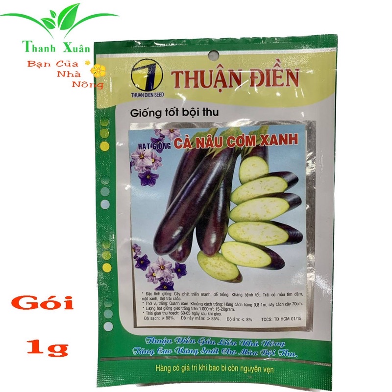 Hạt Giống Cà Nâu ( Tím ) Cơm Xanh gói 1g