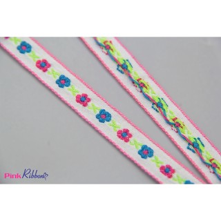 * GIÁ 1  MÉT - Ruy băng thô thêu hoa  bề rộng 1cm - mẫu 48 làm phụ kiện may mặc, thời trang