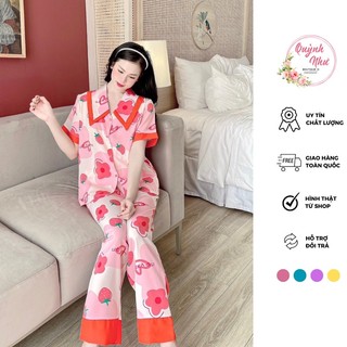 Đồ bộ ngủ nữ Pijama chất mango cao cấp hàng nhà Sam quần dài tay ngắn, chất lụa mịn và mát, Freesize từ 40-60kg