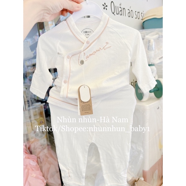 (Nhùn nhùn)Bộ sơ sinh cài chéo/cài lệch Hrnee cho bé 0-6M (có bán riêng mũ và bao tay chân)