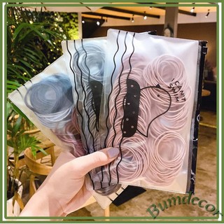 Set 100 Dây Buộc Tóc Trơn Kèm Túi Zip