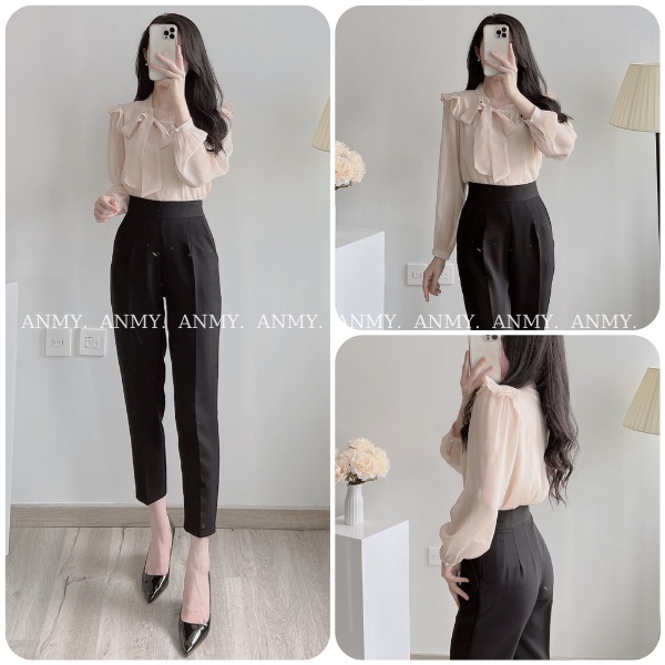 Quần tây nữ lưng cao ống đứng chuẩn đẹp khóa sườn trơn basic vải cao cấp 99 Cag Priority - M536