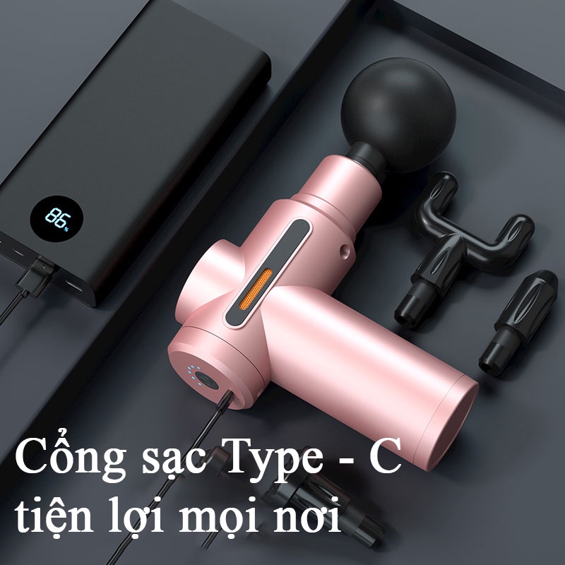 Máy Massage Cầm Tay Mini Toàn Thân 4 Đầu Mát Xa 6 Cấp Độ Đa Năng Máy Massage Cổ Vai Gáy Kiêm Súng Massage Tay Chân