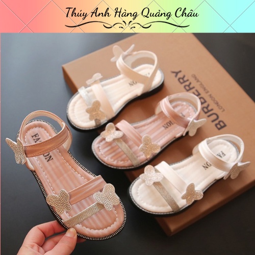 (2208) Dép Sandal Quai Ngang Dành Cho Bé Gái, Đính Đá Lấp Lánh Phong Cách Hàn Quốc - Hàng Quảng Châu Cao Cấp