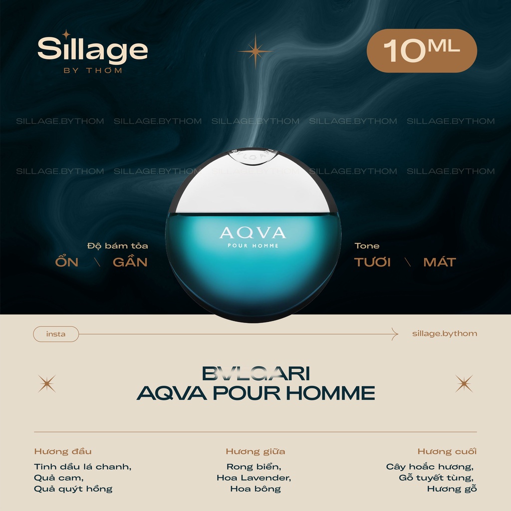 BVL GARI AQVA POUR HOMME EDT | Mẫu thử nước hoa nam