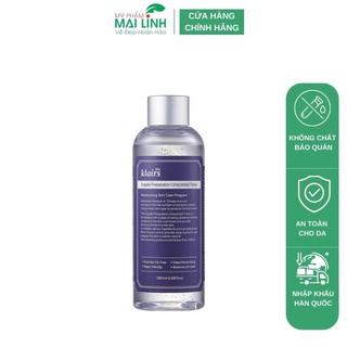 Nước Hoa Hồng Dear Klairs Supple Preparation Unscented Toner 180ml (Không Mùi Hương)