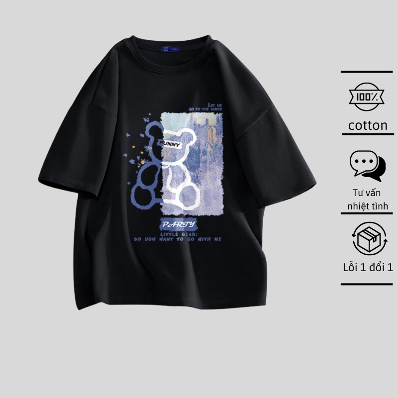 Áo Thun Tay Lỡ Áo Phông Đen Unisex Nam Nữ, Áo Phông Cotton Oversize Form Rộng Giá Rẻ