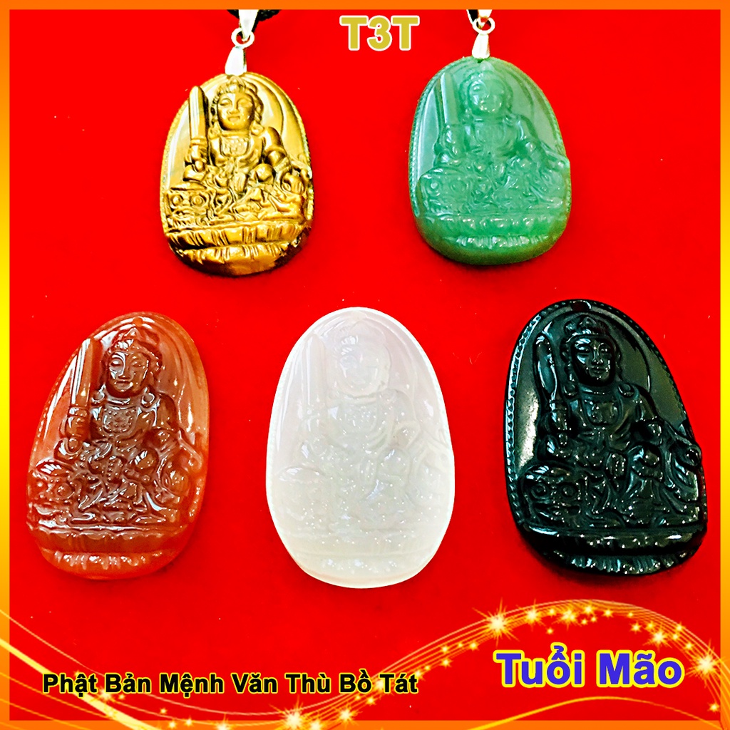 Mặt Phật Bản Mệnh văn thù bồ tát hợp nam nữ tuổi mão, Dây chuyền phật đá phong thuỷ tặng dây đeo cổ T3T