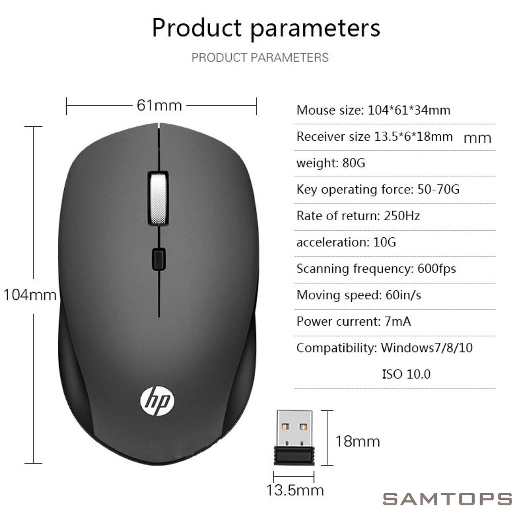 Chuột không dây HP S1000 wireless bluetooth xài tốt êm tay bấm nhẹ nhàng lướt nhạy [ Hàng mới ]