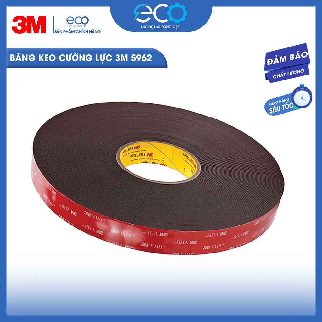Băng keo 2 mặt 3M 5962 cường lực dán móc treo, tranh, ổ điện, modem, đồ chơi xe (12mmx4.5m)