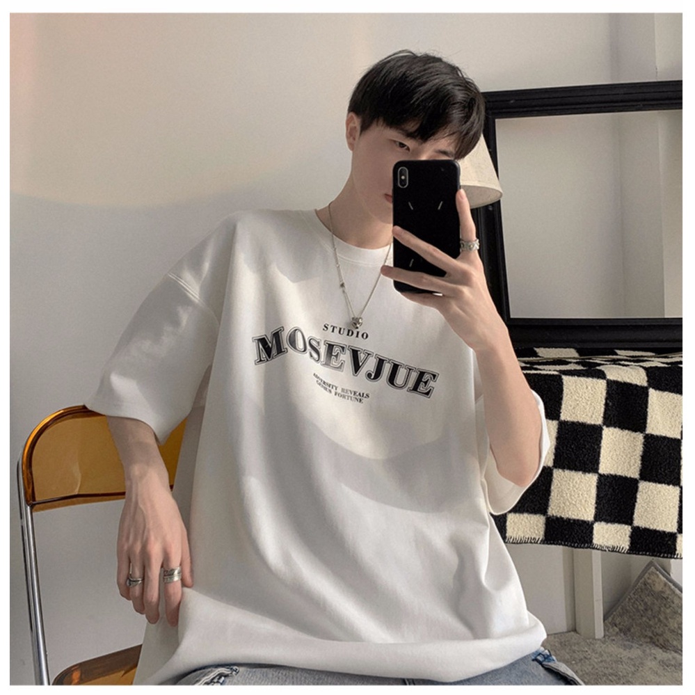 Áo thun Unisex tay lỡ form rộng nam nữ in MOSEVJUE STUDIO - 100% COTTON