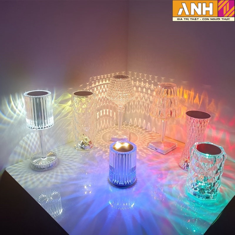 Đèn màu pha lê cảm ứng, đèn ngủ kim cương LED, đèn ngủ acrylic trang trí nhà đèn ngủ pale 16 màu