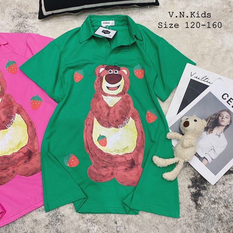 Váy Polo Gấu dâu xinh xỉu cho Bé size đại 20kg -45kg