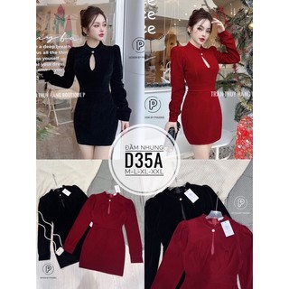 BIGSIZE Đầm nhung khoét ngực D35A