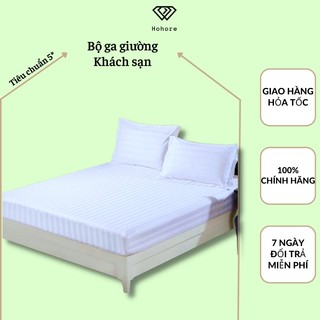 Bộ ga giường khách sạn hay bộ drap nệm màu trắng chất liệu cotton cvc trắng sọc, đủ size ( nệm dày 5cm-15cm )