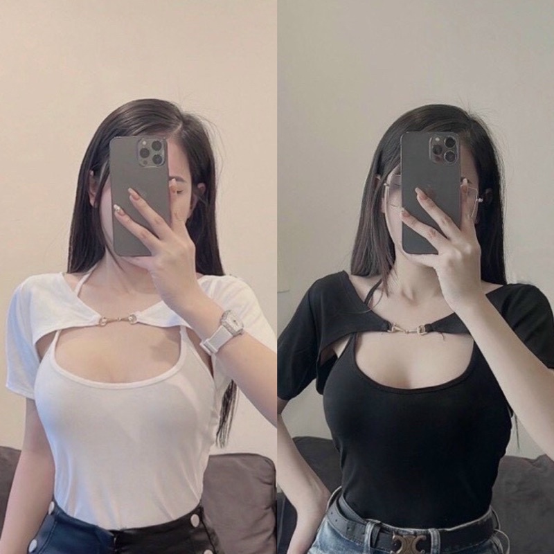 Set áo Khoét cổ yếm Dây xích sexy