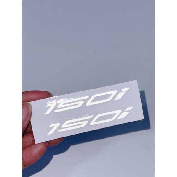 Cặp 2 tem số 150i bạc & đỏ phản quang trong suốt size 7x1.5cm có sẵn keo dán trang trí xe máy