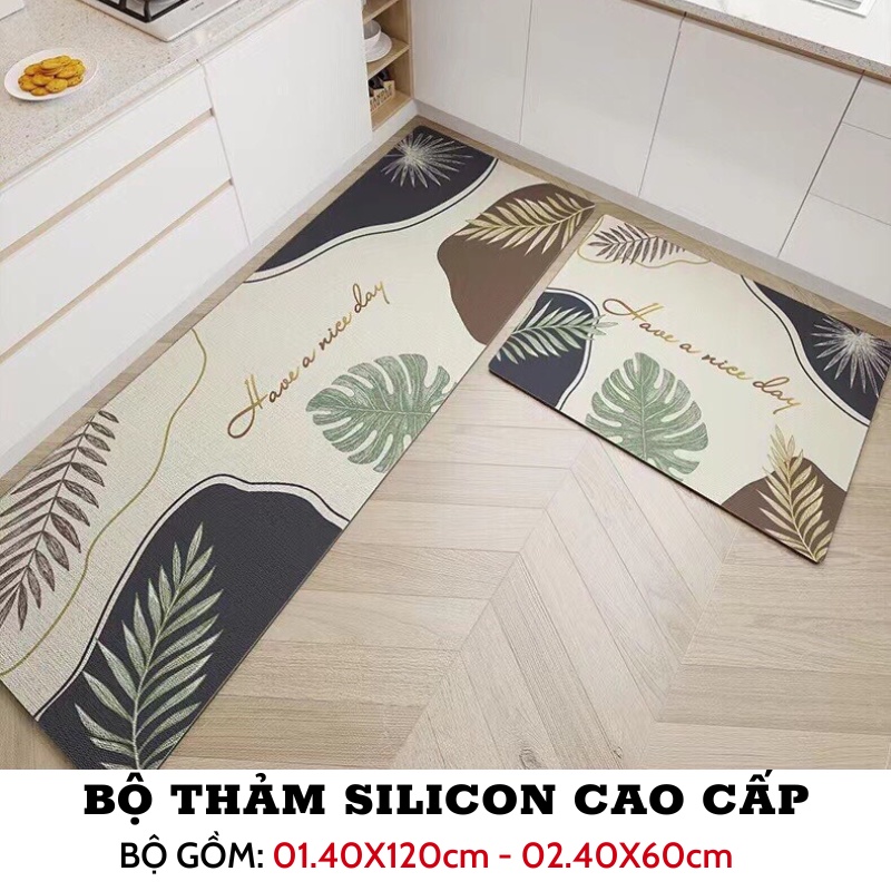 Thảm lau chân silicon Mat&Blanket Decor nhà bếp chống trượt, thấm hút nước cao cấp sang trọng dễ dàng vệ sinh