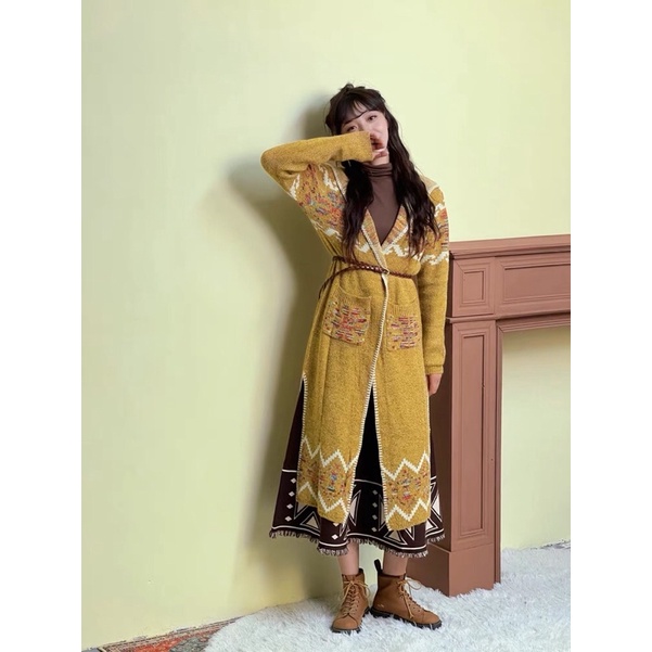 Áo choàng len dài Boho