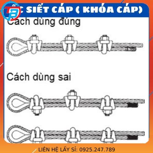 Ốc siết cáp - khóa cáp - cóc kẹp cáp - size 3mm, 5mm, 6mm, 8mm, 10mm, 12mm - Cáp Thép Thái Bình