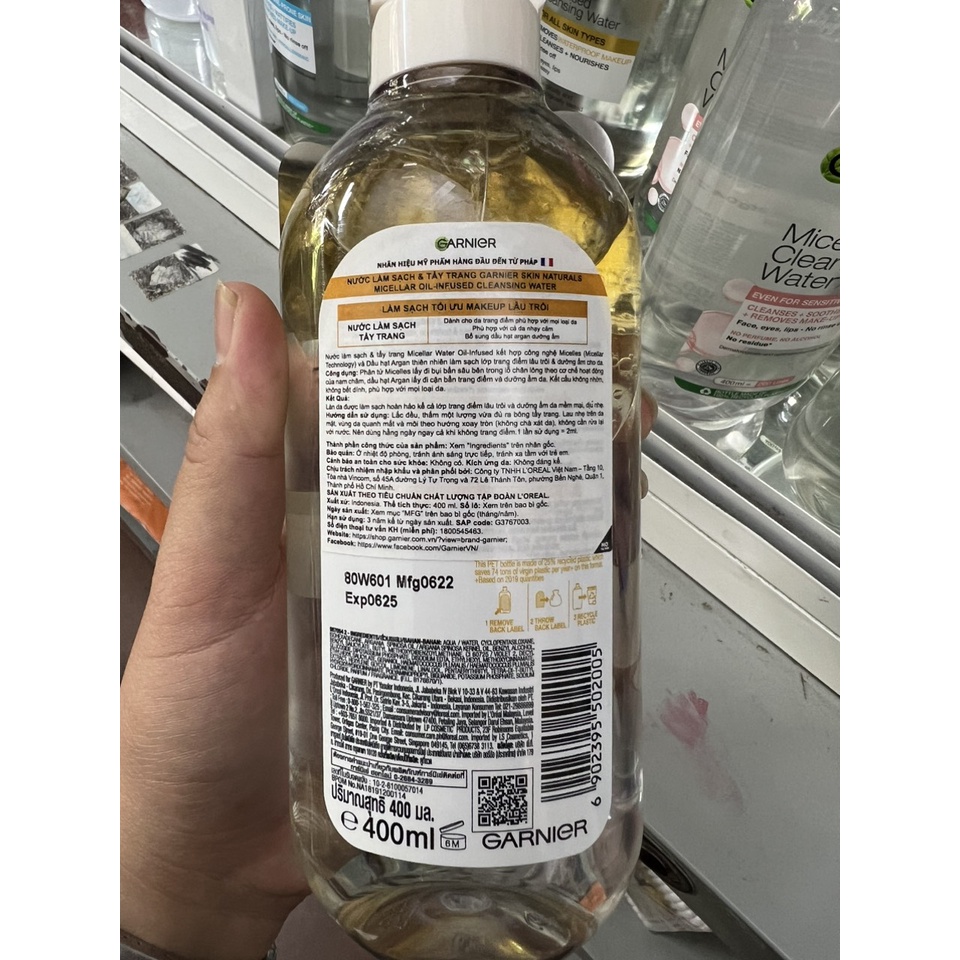 Nước Tẩy Trang Garnier Micellar Cleansing Water Pháp 400ml