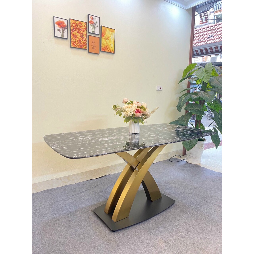 Bàn Ăn Cơm T90 Chân Guccii Vàng, Inox Mạ Titan, Nhập Khẩu Cao Cấp Hiện Đại,  Phù Hợp Căn Hộ Chung Cư Gia Đình