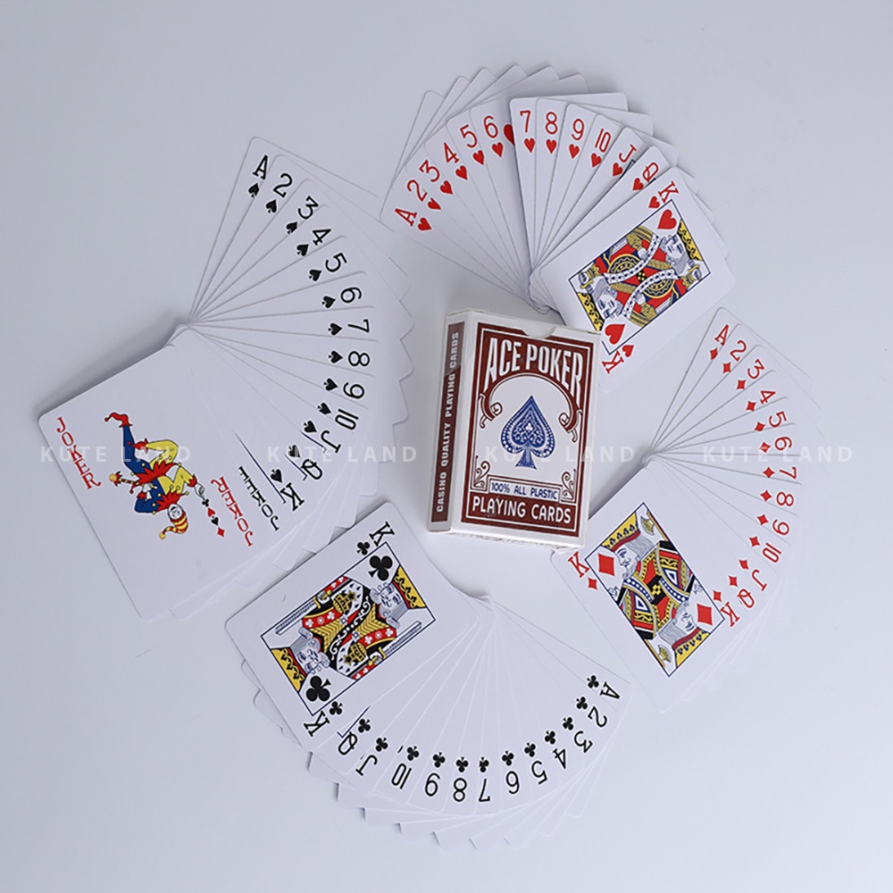 Bộ Bài Tây Ace Poker Chuyên Nghiệp 63x88 Mm Nhựa PVC Chống Thấm Nước Cao Cấp BT20