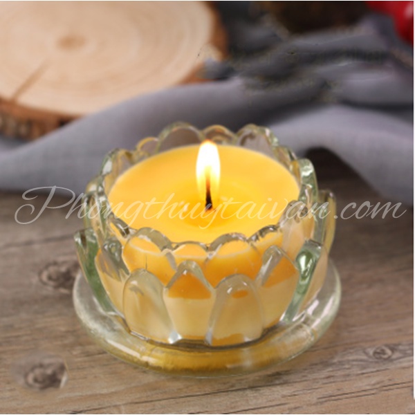 Nến ly BƠ 8h-10h HOA SEN tự nhiên-sáp thủy tinh thơm 3 màu