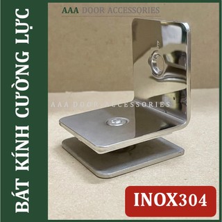 Bát inox 304 bắt kính cường lực với tường, kẹp kính 90 độ bắt kính và tường sus304