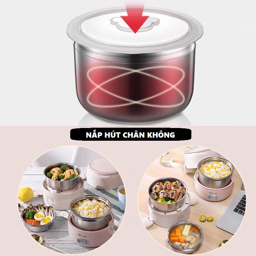 HỘP CƠM BEAR 3 TẦNG, DUNG TÍCH 2L, dùng cho văn phòng, bảo hành chính hãng