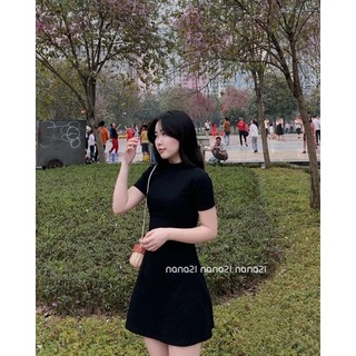 Váy thun cao cổ trơn dáng ngắn Nana21 Nanastore21