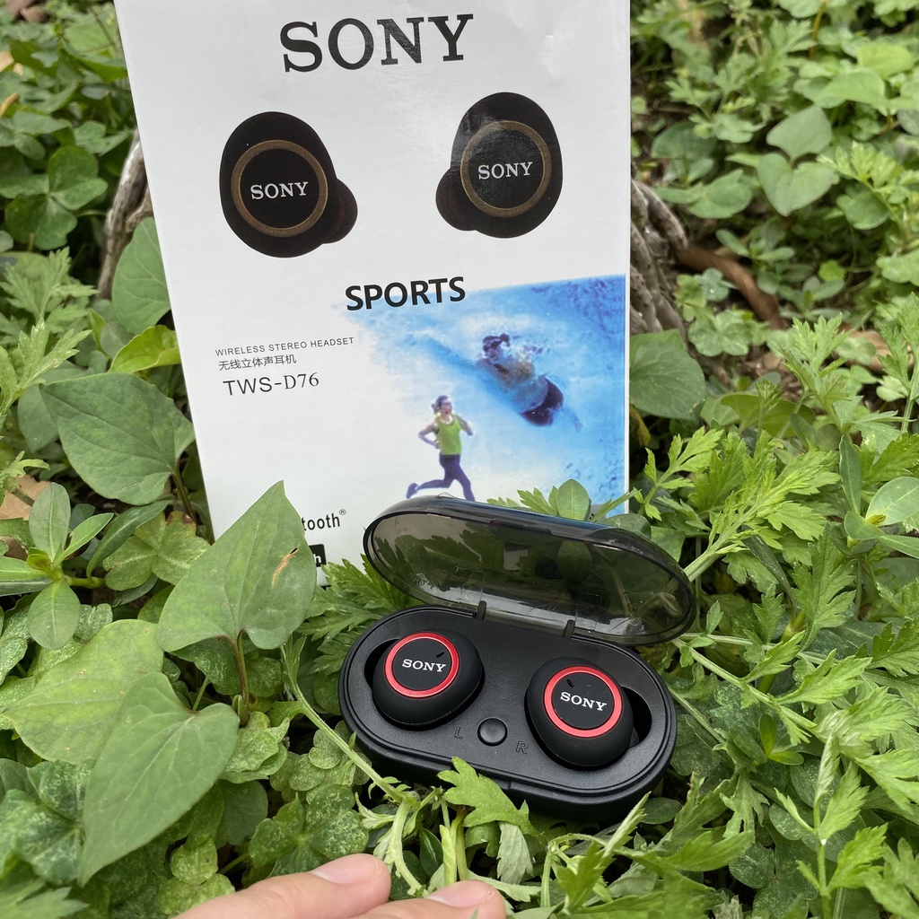 Tai nghe Bluetooth Đen Sony sport TWS-D76 Rất ấm Bass-treble rõ ràng, âm thanh sắc nét